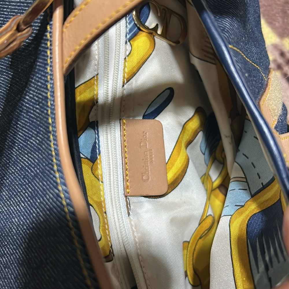Christian Dior Denim Saddle Bag EUC with Gold Tan Accents - Picture 6 of 7